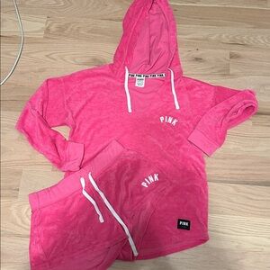 PINK Victoria's Secret Pink Hoodie and Shorts Set